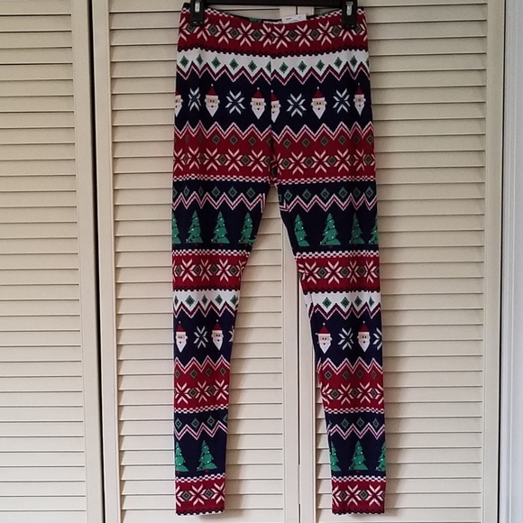 NWT Juniors SO Holiday Santa Leggings - Picture 1 of 6